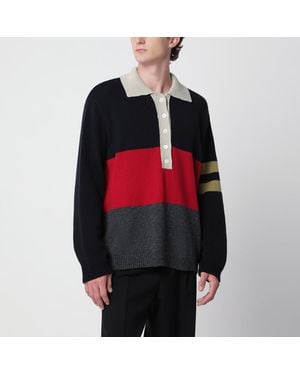 NAMACHEKO Striped Colourblock Polo Jumper - Red