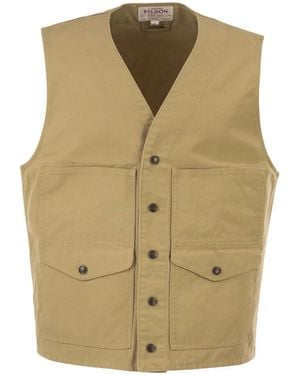 Filson Cotton Utility Vest With Patch Pockets - Natural
