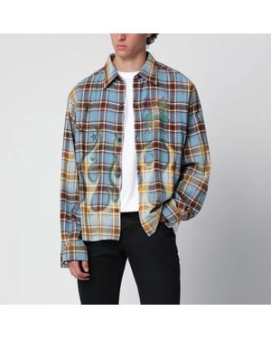 Amiri Ma Quad Bleached Cotton Flannel Shirt - Multicolor