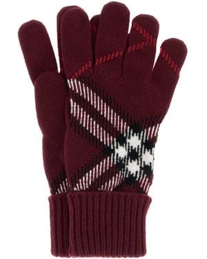 Burberry Lg Core Check Gloves - Red