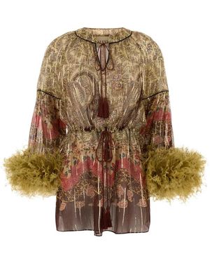 Valentino Garavani Top With Feathers - Green