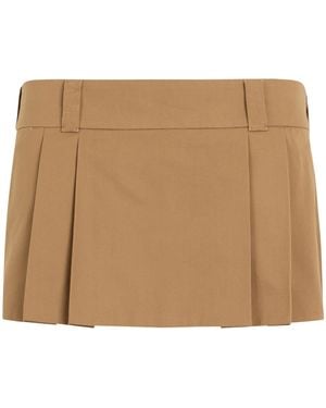 Miu Miu Short Pleated Skirt - Natural