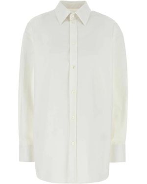 Saint Laurent Cassandra Cotton Poplin Shirt - White