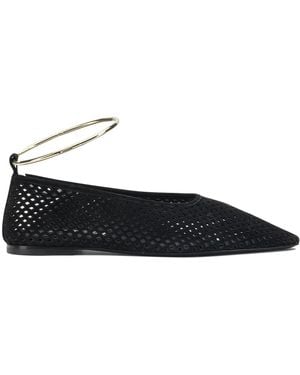 Jil Sander Suede Perforated Ballet Flats - Black