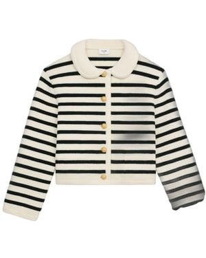 Celine Cardigan Jacket Striped Wool - Black