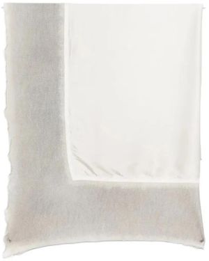 Avant Toi Bicolour Double Foulard Scarf With Destroyed Edges 110X110 - White