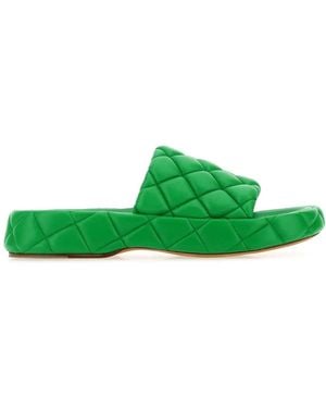 Bottega Veneta Grass Leather Padded Sandals - Green