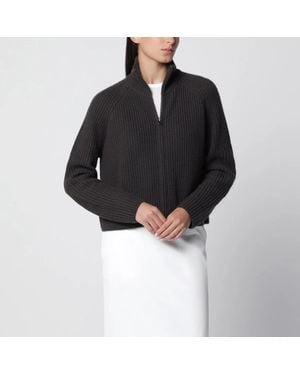 Lisa Yang Dark Sadie Zip-Up Cashmere Cardigan - Black
