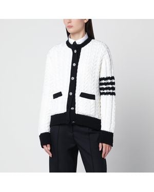 Thom Browne Cable-Knit Cardigan - White