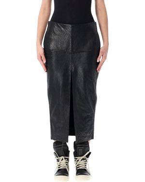 Rick Owens Calf Sliced Leather Skirt - Black