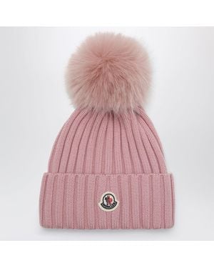 Moncler Wool Beanie With Pompom - Pink