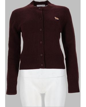 Maison Kitsuné Button-Front Wool Cardigan With Fox Patch - Red