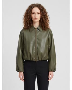SUTTON NEW YORK Military Faux Leather Cropped Bomber - Green