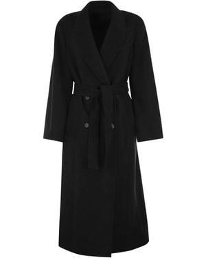 Brunello Cucinelli Pure Cashmere Double-Breasted Belted Coat - Black