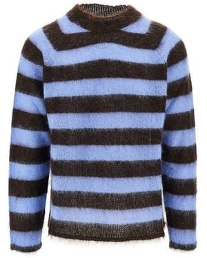 Emporio Armani Kniited Jumper With Striped Motif - Blue