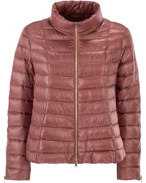 Herno Ultra-Light Satin Down Jacket With Flared Back - Pink