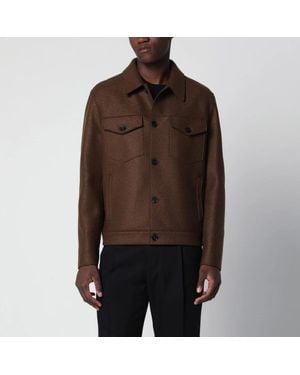 Harris Wharf London Wool Overshirt Jacket - Brown