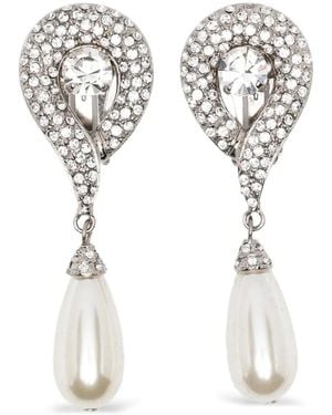 Alessandra Rich Pendant Pearl Earrings - White