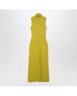 Alaïa Alaia Lime Pleated Knit Maxi Dress - Yellow