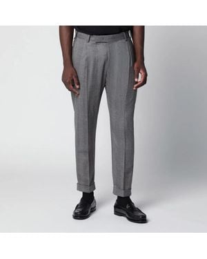 PT01 Tailored Slimfit Trousers With Micro Herringbone Pattern - Grey