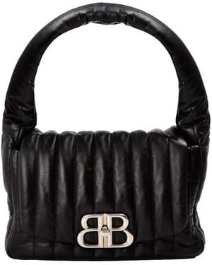 Balenciaga Monaco Quilted Sling Shoulder Bag - Black