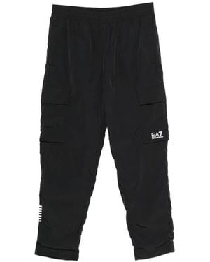 EA7 Emporio Armani Cargo Trousers With Printed Logo - Black
