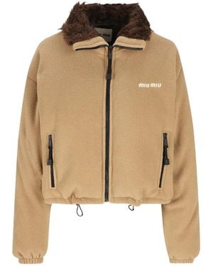 Miu Miu Fleece Down Jacket - Natural