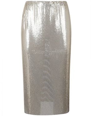 Max Mara Metallic Knit Midi Skirt - Grey