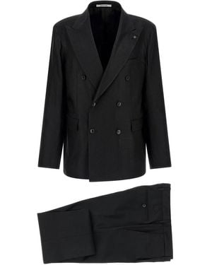 Tagliatore Linen Two-Piece Suit - Black