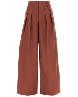 Chloé Cotton Wide-Leg Pant - Red