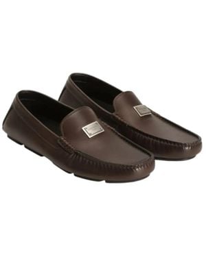 Dolce & Gabbana Dolce & Gabbana Dark Leather Flat Shoes - Brown