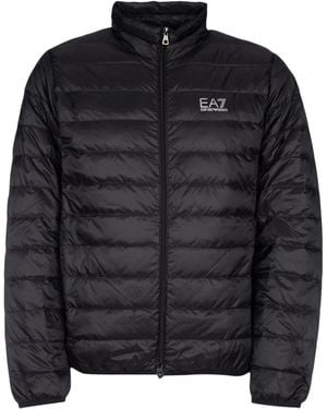 EA7 E. A.7 Lightweight Quilted Down Jacket With Elastic Hem - Black