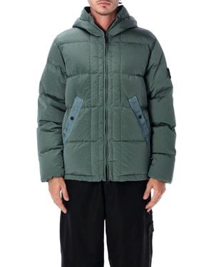 Stone Island Hooded Down Jacket - Green