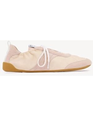 Chloé Two-Tone Canvas And Leather Chlo㨠Kick Sneakers - Natural