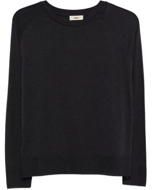 Herno Lyocell Cotton Raglan-Sleeve Button-Slit T-Shirt - Black
