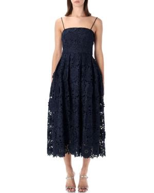 ROTATE BIRGER CHRISTENSEN Rotate Flared 3D Lace Midi Dress - Blue