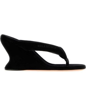 Balenciaga Gaeta Wedge Thong Sandals - Black