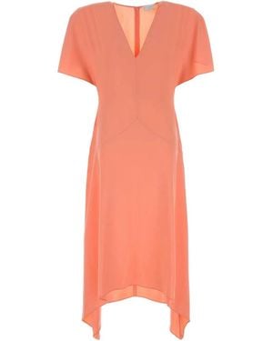 Stella McCartney Envers Satin Matt Side V Neck Dress - Pink
