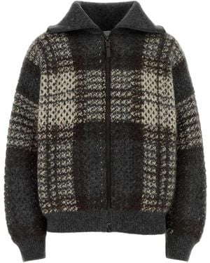 Brunello Cucinelli Dazzling Tartan Double Knit Outerwear Jacket - Black