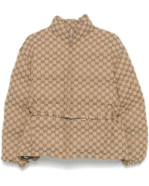 Gucci Gg Cotton Polyester Coat - Natural