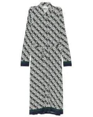 CASABLANCA Monogram-Print Long-Sleeve Midi Dress - White