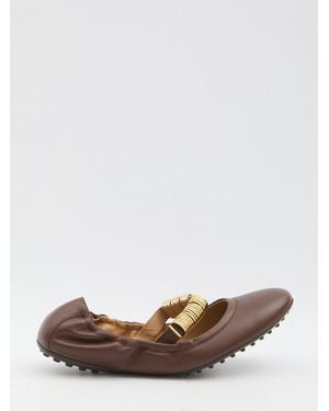 Tod's Ballet Flats Wit Eyelets - Brown