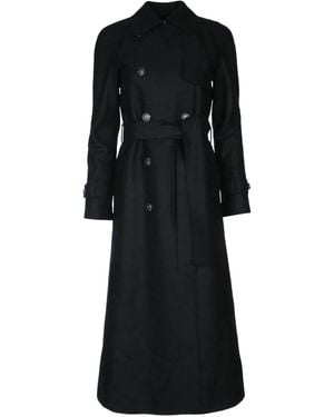 Harris Wharf London Long Raglan Trench Light Pressed Wool - Black