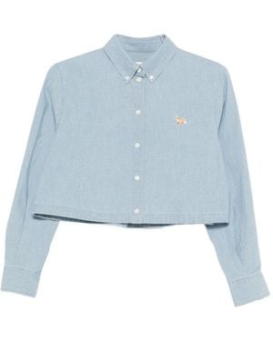 Maison Kitsuné Baby Fox Cropped Shirt - Blue