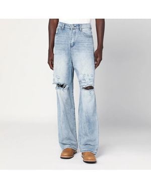 Basketcase Gallery Light Washed Jeans With Rips - Blue
