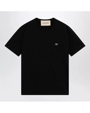 Valentino Cotton T-Shirt With Vlogo Embroidery - Black