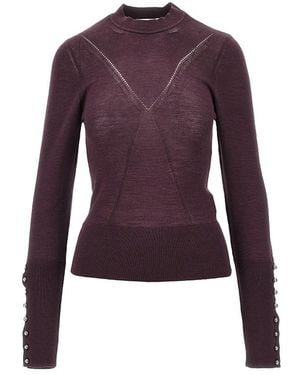 Rabanne Silk And Merino Wool-Blend Jumper - Purple