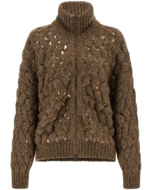 Brunello Cucinelli 'Dazzling Waves' Cardigan - Brown