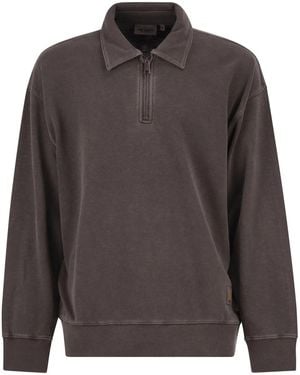 Carhartt Faded Cotton Half-Zip Sweatshirt - Grey