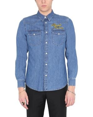 McQueen Shirt With Embroidered Logo - Blue